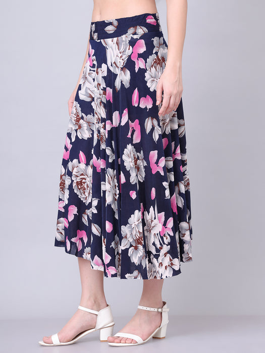 Women Multi color Leaves Printed Skirt