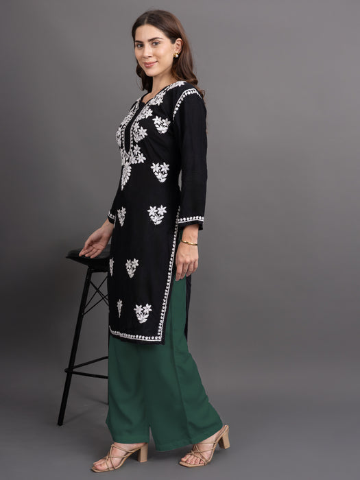Women Green Viscose Rayon Parallel Pocket Palazzo