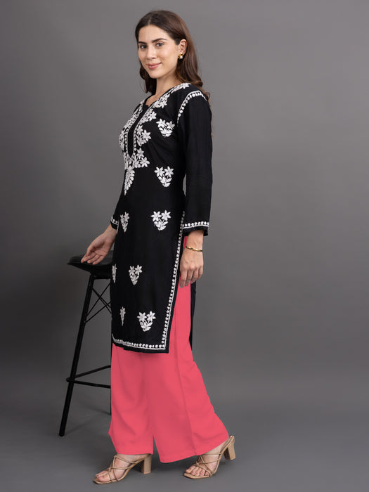 Women Peach Viscose Rayon Parallel Pocket Palazzo