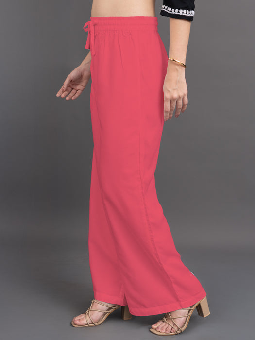Women Peach Viscose Rayon Parallel Pocket Palazzo