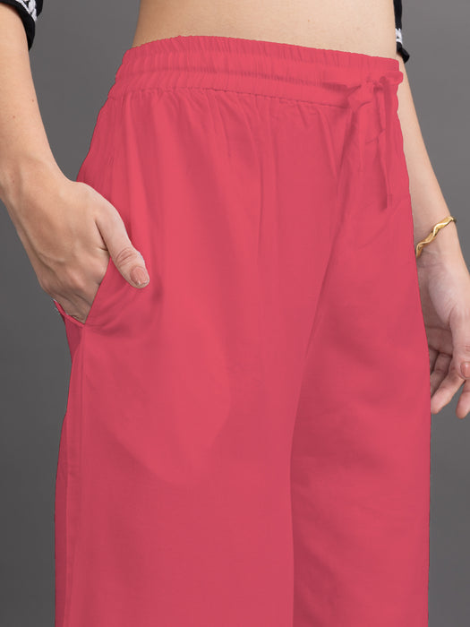 Women Peach Viscose Rayon Parallel Pocket Palazzo