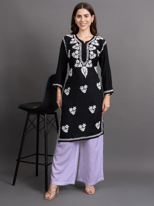 Women Purple Viscose Rayon Parallel Pocket Palazzo