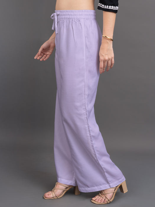 Women Purple Viscose Rayon Parallel Pocket Palazzo