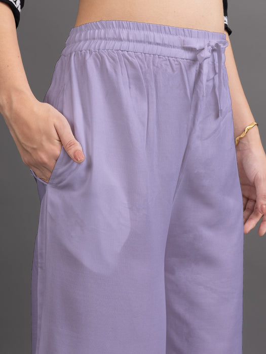 Women Purple Viscose Rayon Parallel Pocket Palazzo