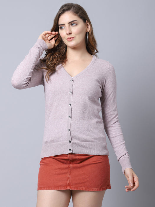 Women purple Wool blend Full Sleeve Cardigan Sweater