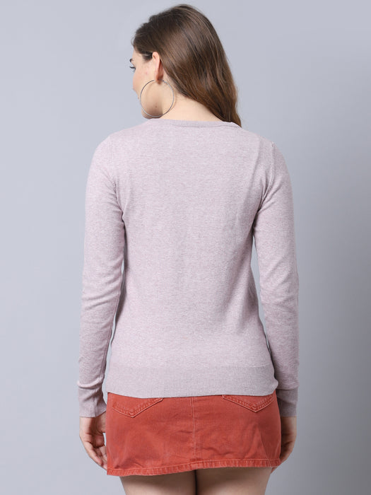 Women purple Wool blend Full Sleeve Cardigan Sweater