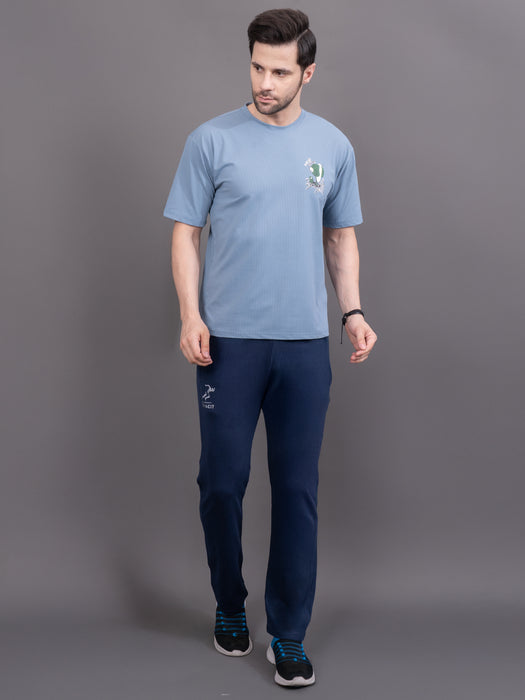 Men Navy Blue Solid Side pocket Straight fit joggers
