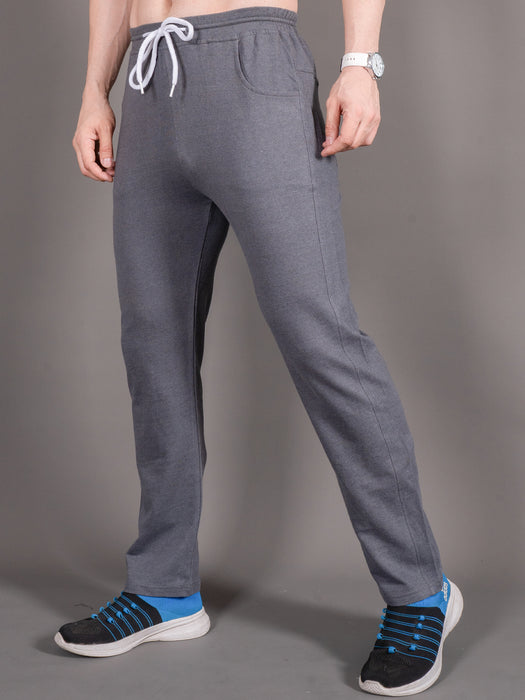 Men Grey Solid Front pocket Straight fit joggers