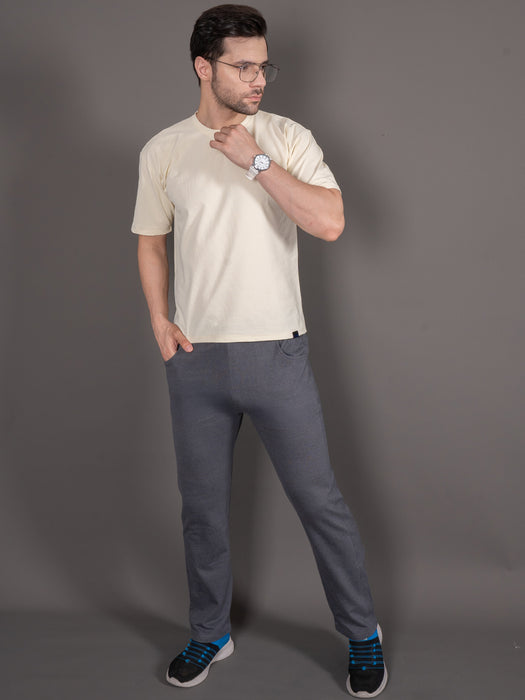 Men Grey Solid Front pocket Straight fit joggers