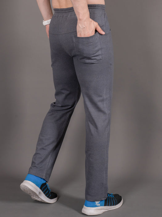 Men Grey Solid Front pocket Straight fit joggers