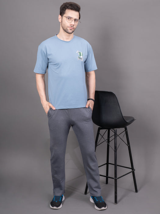 Men Grey Solid Cross side pocket Straight fit joggers