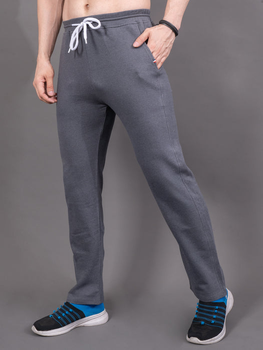 Men Grey Solid Cross side pocket Straight fit joggers