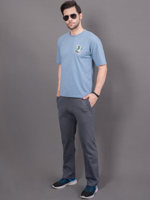 Men Grey Solid Cross side pocket Straight fit joggers