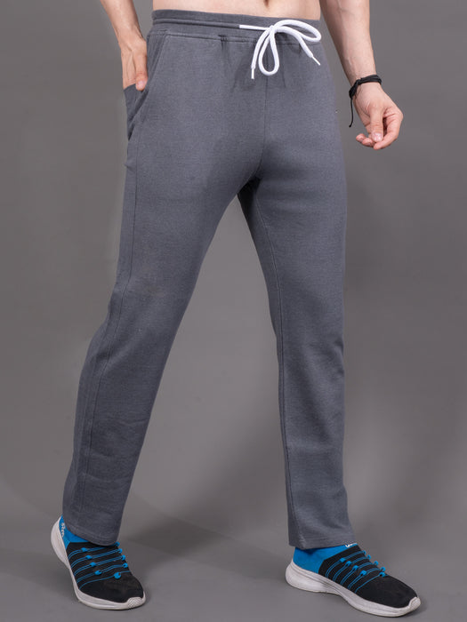 Men Grey Solid Cross side pocket Straight fit joggers