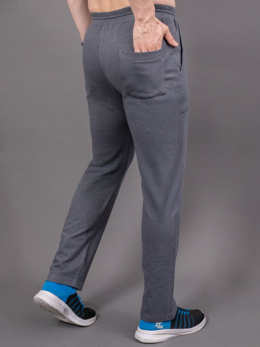 Men Grey Solid Cross side pocket Straight fit joggers