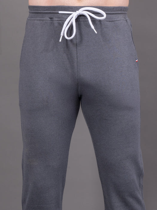 Men Grey Solid Cross side pocket Straight fit joggers