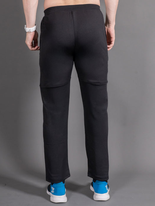 Men Black Self Design Cross pocket Straight fit joggers