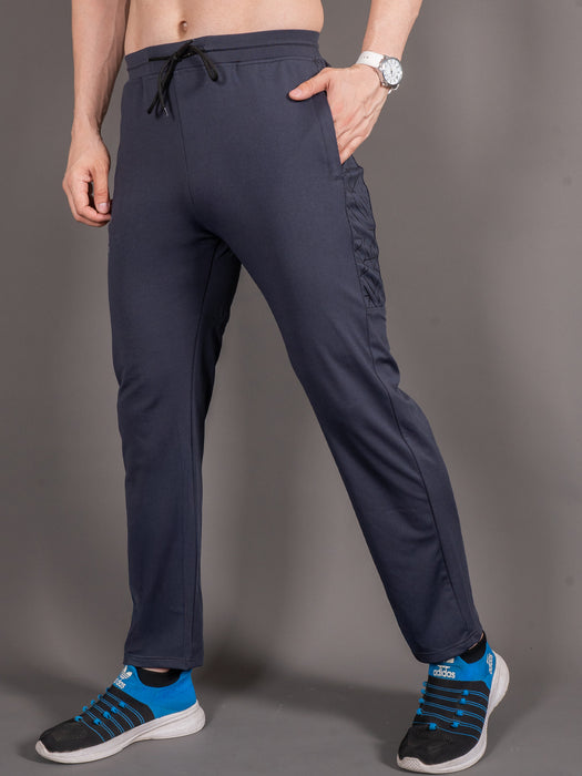Men Grey Self Design Cross pocket Straight fit joggers