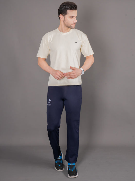Men Navy Blue Self Design Cross pocket Straight fit joggers