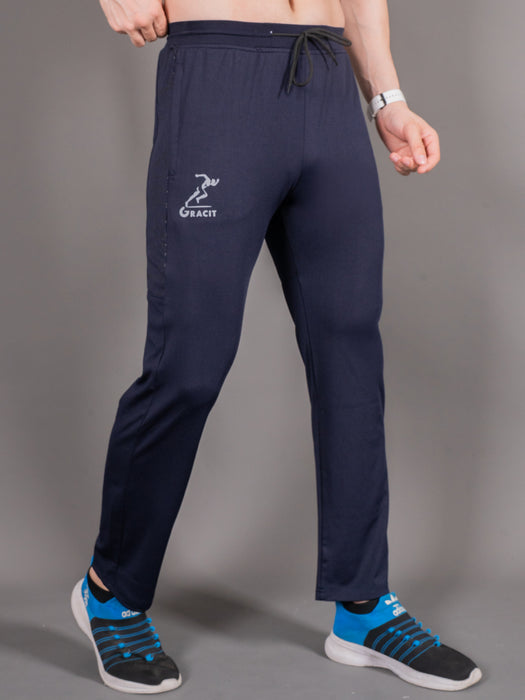 Men Navy Blue Self Design Cross pocket Straight fit joggers