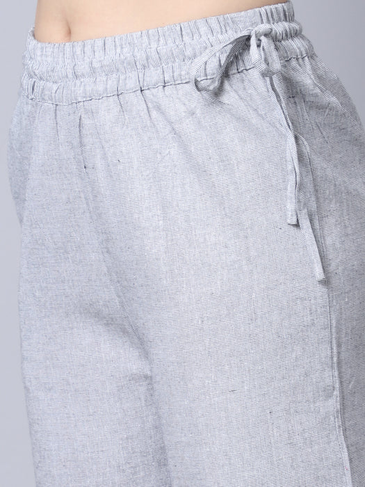 Women Black Grey 100% Cotton Right side procket Pant Palazzo